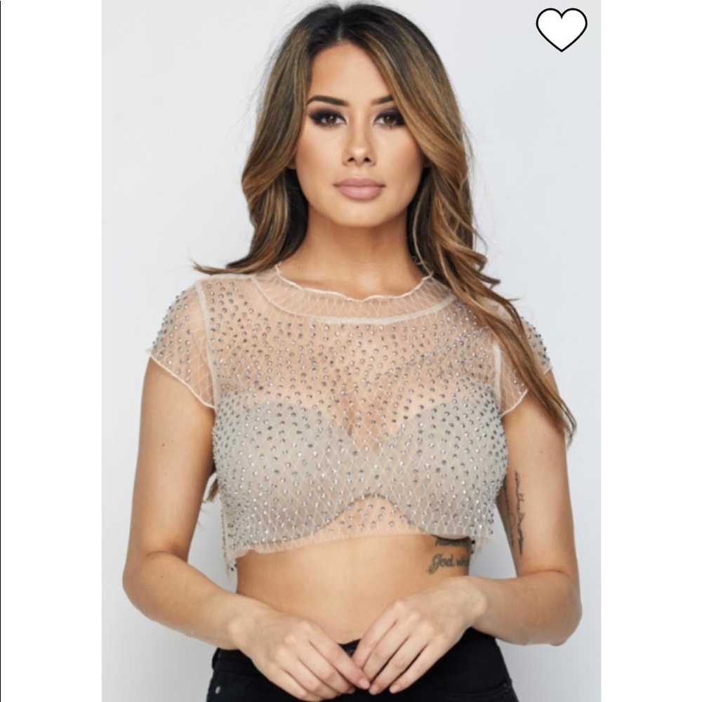 Stone mesh crop Top